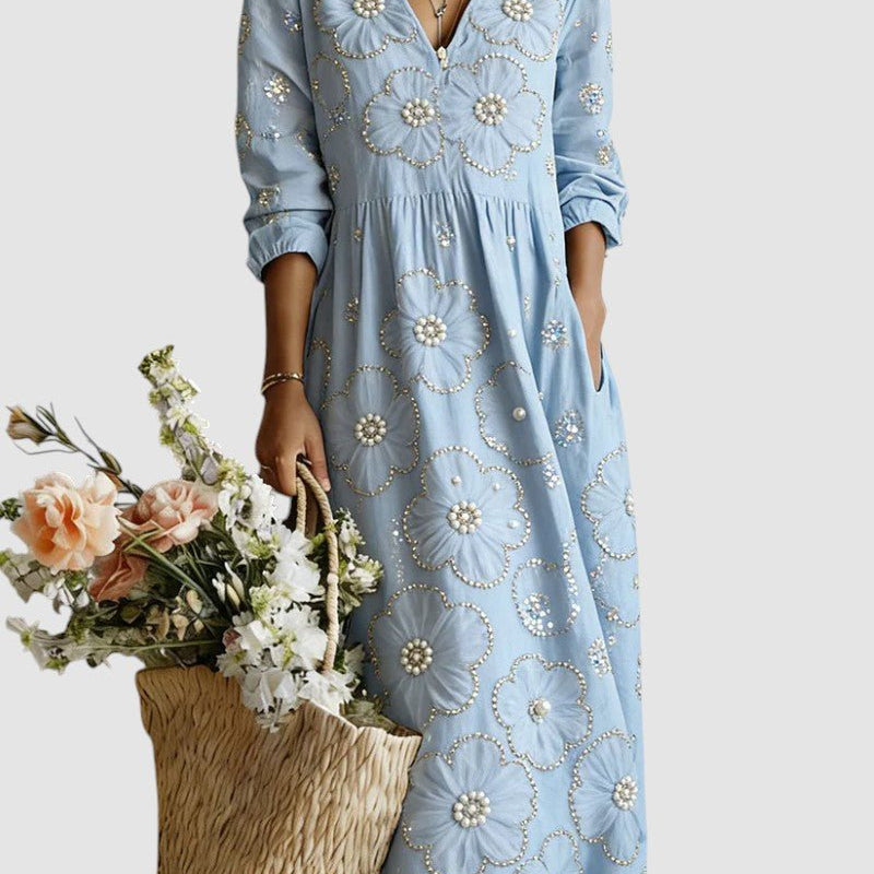 LENA™ | VESTIDO FLORAL, ACONCHEGANTE E LEVE - | Benedita Lisboa