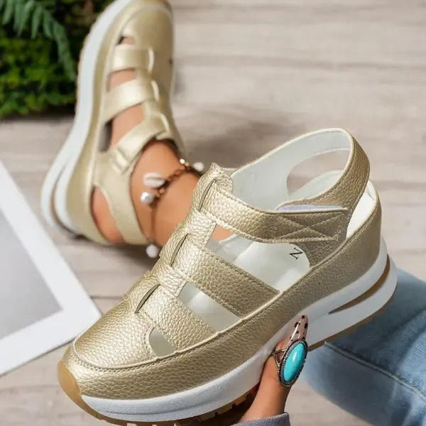 Lídia™ | Sandálias Ortopédicas Max Comfort com Atacadores de Velcro - | Benedita Lisboa
