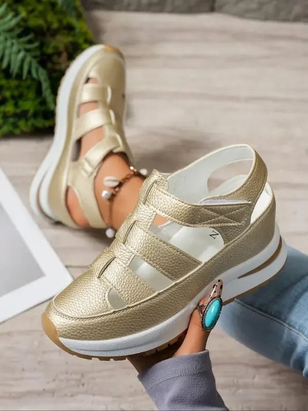 Lídia™ | Sandálias Ortopédicas Max Comfort com Atacadores de Velcro - | Benedita Lisboa