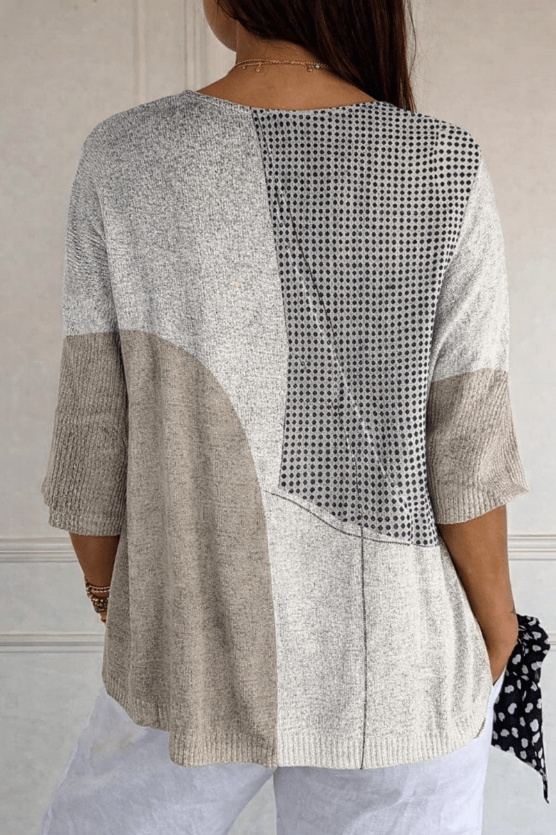 Liliana™ | Camisola de Malha, Com Padrão Abstrato e Intemporal - | Benedita Lisboa