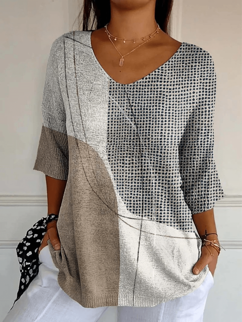 Liliana™ | Camisola de Malha, Com Padrão Abstrato e Intemporal - | Benedita Lisboa