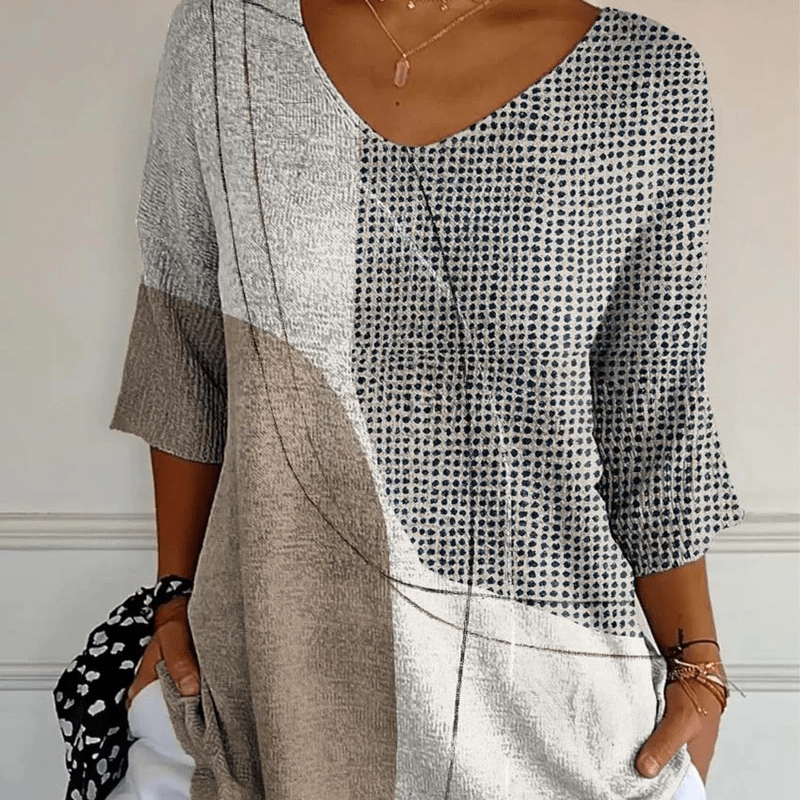 Liliana™ | Camisola de Malha, Com Padrão Abstrato e Intemporal - | Benedita Lisboa