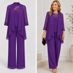 Liliana™ | Conjunto de Casaco Fluido e Calça de Perna Larga Roxo - set | Benedita Lisboa