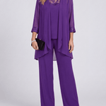 Liliana™ | Conjunto de Casaco Fluido e Calça de Perna Larga Roxo - set | Benedita Lisboa