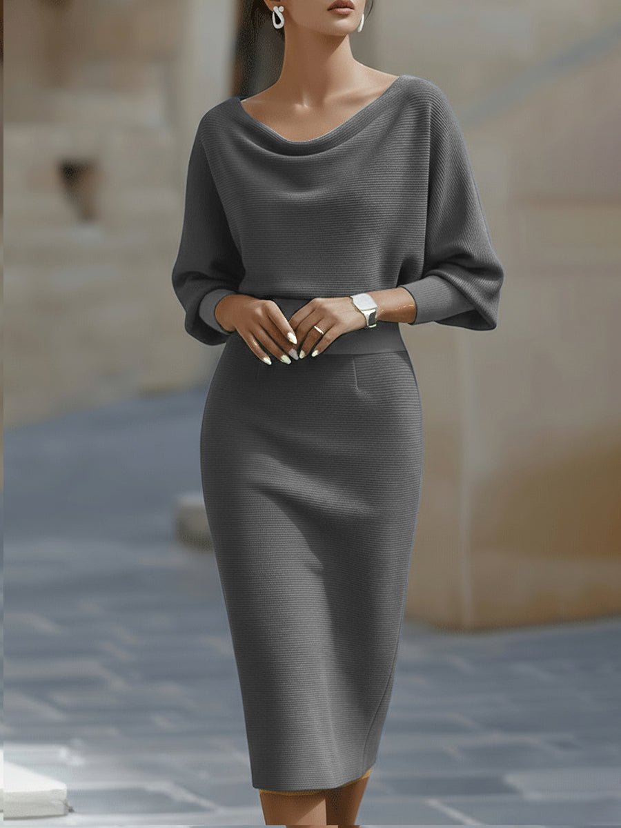 LIORA™ | Vestido Médio com Mangas Elegante - | Benedita Lisboa