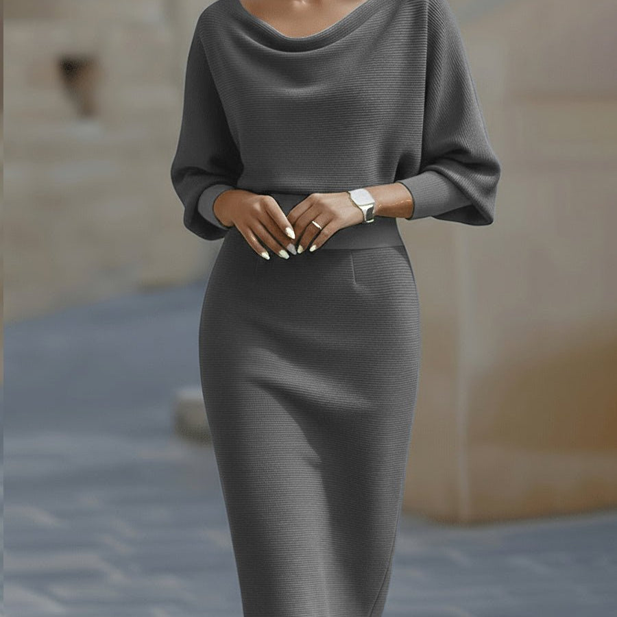 LIORA™ | Vestido Médio com Mangas Elegante - | Benedita Lisboa