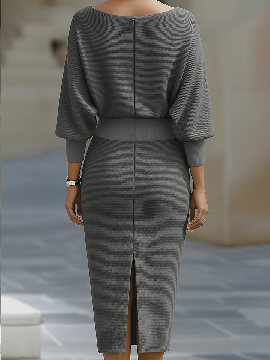 LIORA™ | Vestido Médio com Mangas Elegante - | Benedita Lisboa