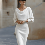 LIORA™ | Vestido Médio com Mangas Elegante - | Benedita Lisboa