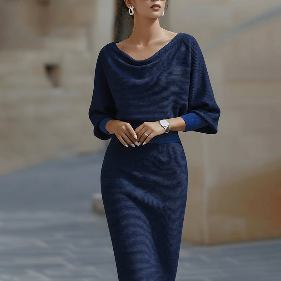 LIORA™ | Vestido Médio com Mangas Elegante - | Benedita Lisboa