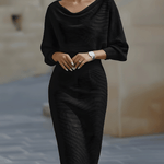 LIORA™ | Vestido Médio com Mangas Elegante - | Benedita Lisboa
