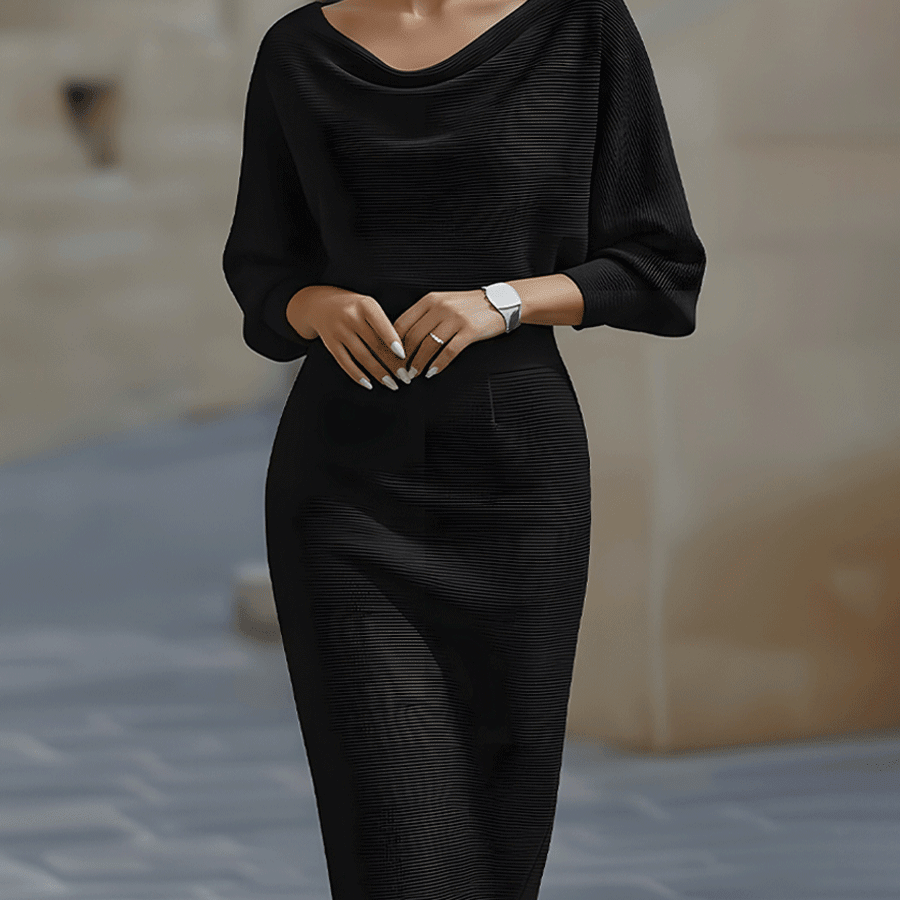 LIORA™ | Vestido Médio com Mangas Elegante - | Benedita Lisboa
