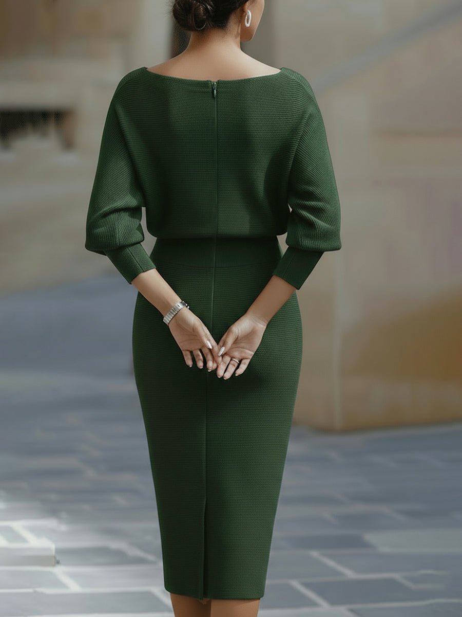 LIORA™ | Vestido Médio com Mangas Elegante - | Benedita Lisboa