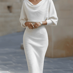 LIORA™ | Vestido Médio com Mangas Elegante - | Benedita Lisboa