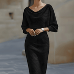 LIORA™ | Vestido Médio com Mangas Elegante - | Benedita Lisboa