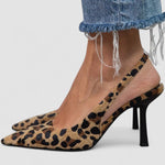 Liorina™ | Escarpins cáqui com estampado de leopardo e biqueira pontiaguda - | Benedita Lisboa