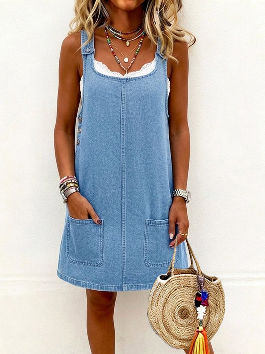 Lisa™ | Vestido de Alças em Denim Perfeito para o Verão - | Benedita Lisboa
