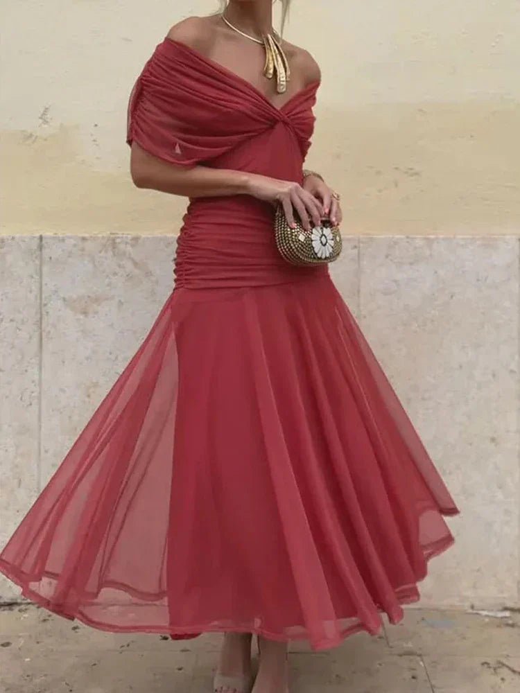 Luana™ | Vestido elegante com decote em V - | Benedita Lisboa