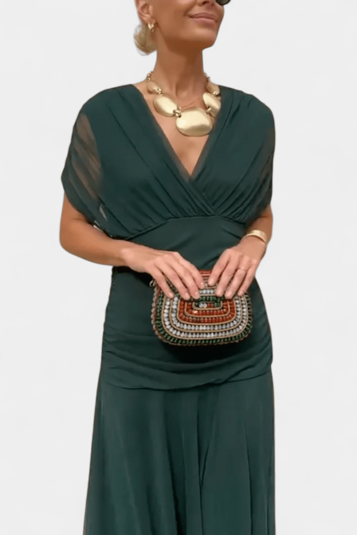 Luana™ | Vestido elegante com decote em V - | Benedita Lisboa