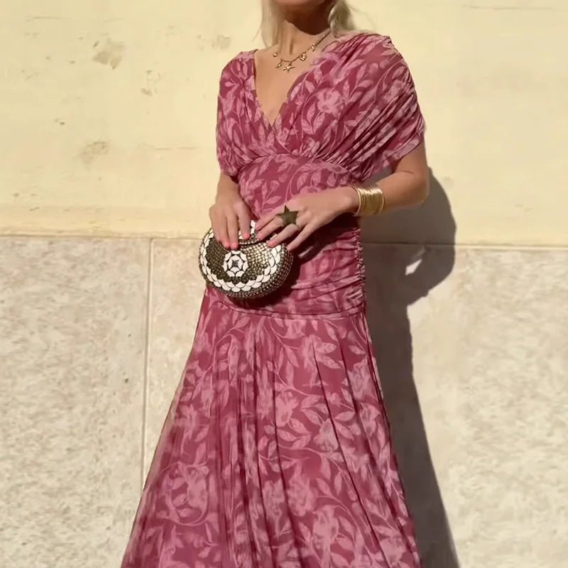 Luana™ | Vestido elegante com decote em V - | Benedita Lisboa