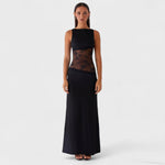 Lucinda™ | Vestido comprido de renda preto - | Benedita Lisboa