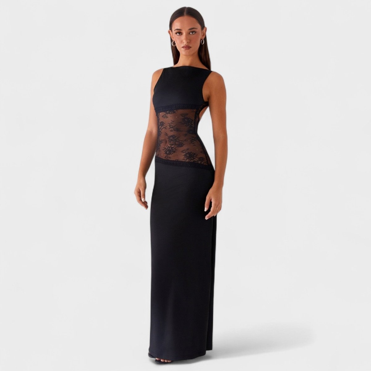 Lucinda™ | Vestido comprido de renda preto - | Benedita Lisboa