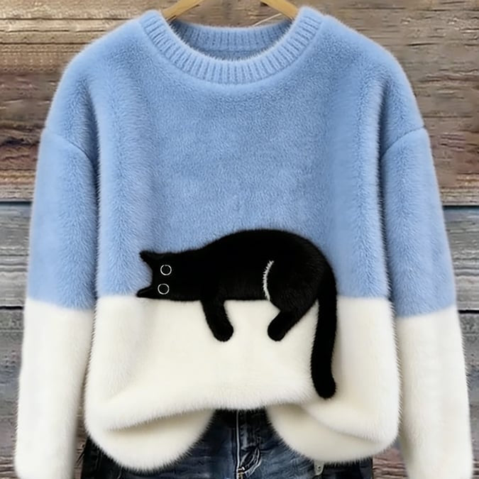 LUNA™ | Felpa Feminina com Estampa de Gato - Suéter casual estampada | Benedita Lisboa