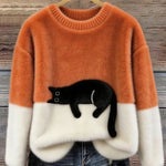 LUNA™ | Felpa Feminina com Estampa de Gato - Suéter casual estampada | Benedita Lisboa