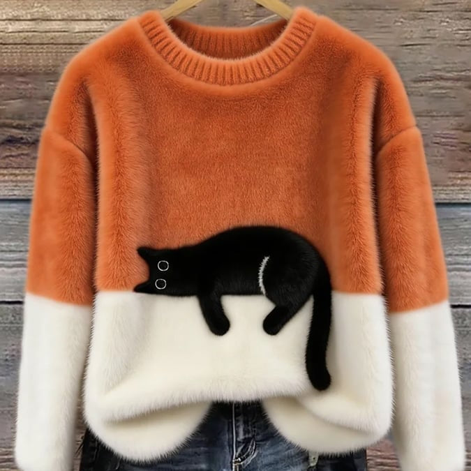LUNA™ | Felpa Feminina com Estampa de Gato - Suéter casual estampada | Benedita Lisboa