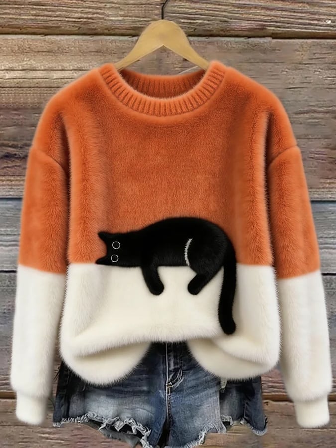 LUNA™ | Felpa Feminina com Estampa de Gato - Suéter casual estampada | Benedita Lisboa