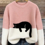 LUNA™ | Felpa Feminina com Estampa de Gato - Suéter casual estampada | Benedita Lisboa