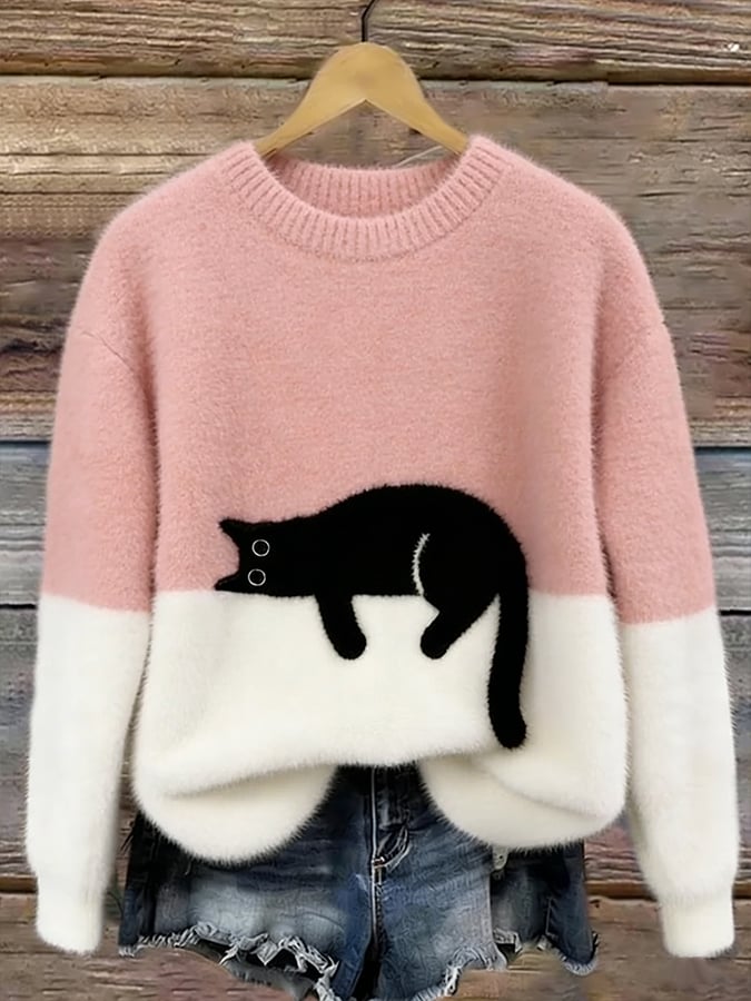 LUNA™ | Felpa Feminina com Estampa de Gato - Suéter casual estampada | Benedita Lisboa