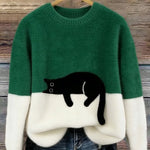 LUNA™ | Felpa Feminina com Estampa de Gato - Suéter casual estampada | Benedita Lisboa