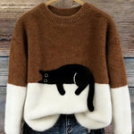 LUNA™ | Felpa Feminina com Estampa de Gato - Suéter casual estampada | Benedita Lisboa