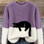 LUNA™ | Felpa Feminina com Estampa de Gato - Suéter casual estampada | Benedita Lisboa