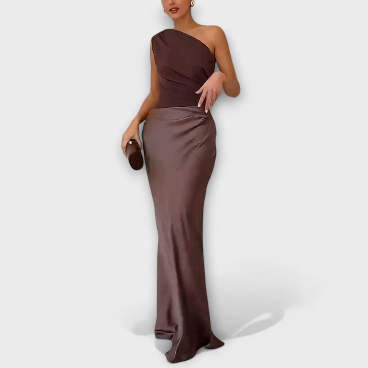 Luna™ | Vestido de cetim assimétrico - | Benedita Lisboa