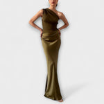 Luna™ | Vestido de cetim assimétrico - | Benedita Lisboa