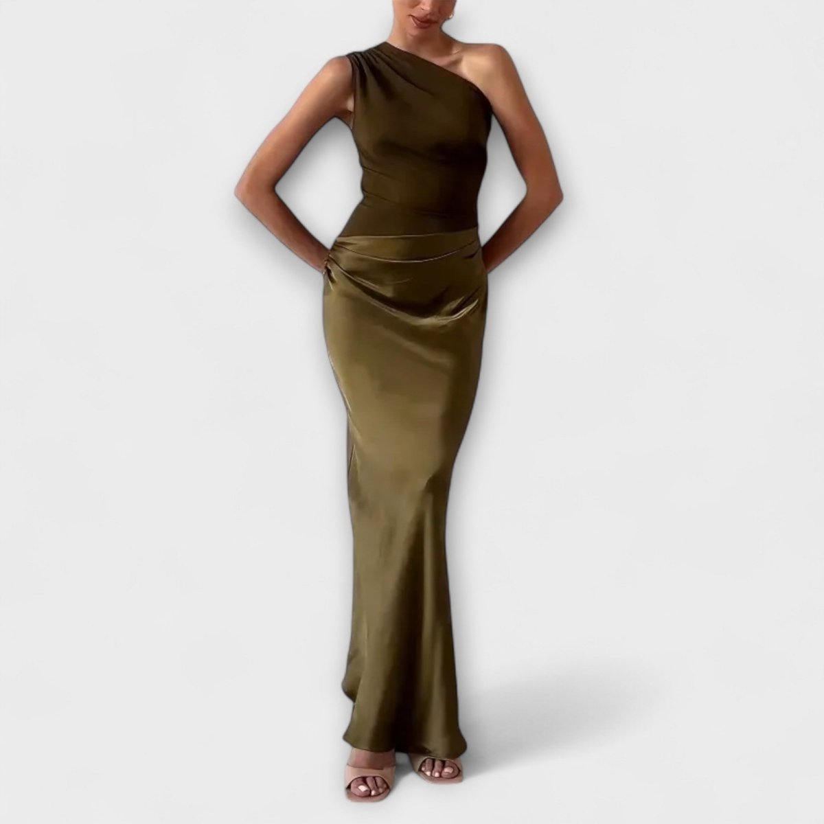 Luna™ | Vestido de cetim assimétrico - | Benedita Lisboa