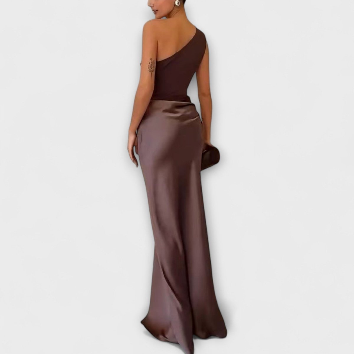 Luna™ | Vestido de cetim assimétrico - | Benedita Lisboa