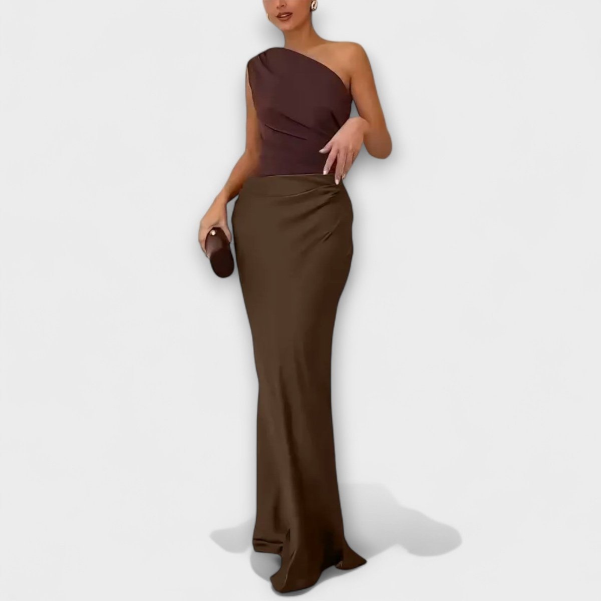 Luna™ | Vestido de cetim assimétrico - | Benedita Lisboa