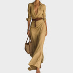 Lurdes™ | Vestido Maxi Transpassado Com Cinto - | Benedita Lisboa