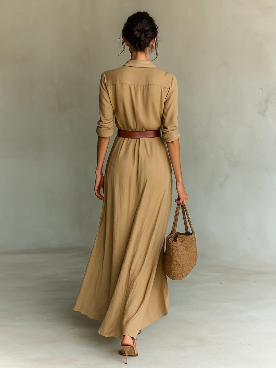 Lurdes™ | Vestido Maxi Transpassado Com Cinto - | Benedita Lisboa