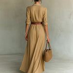 Lurdes™ | Vestido Maxi Transpassado Com Cinto - | Benedita Lisboa