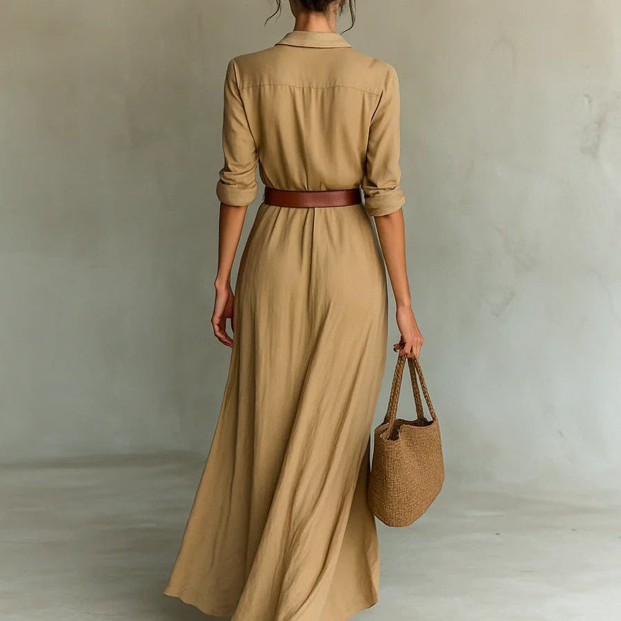 Lurdes™ | Vestido Maxi Transpassado Com Cinto - | Benedita Lisboa