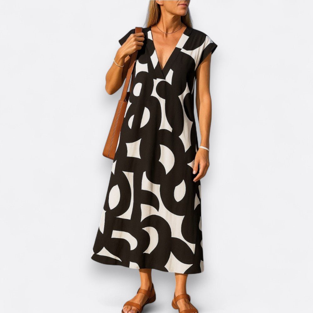 Magda™ | Vestido fluido com decote em V - | Benedita Lisboa