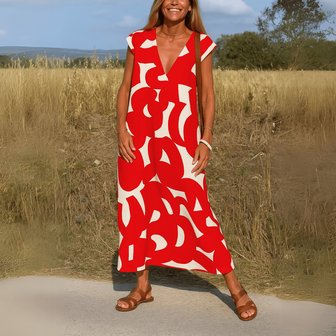 Magda™ | Vestido fluido com decote em V - | Benedita Lisboa