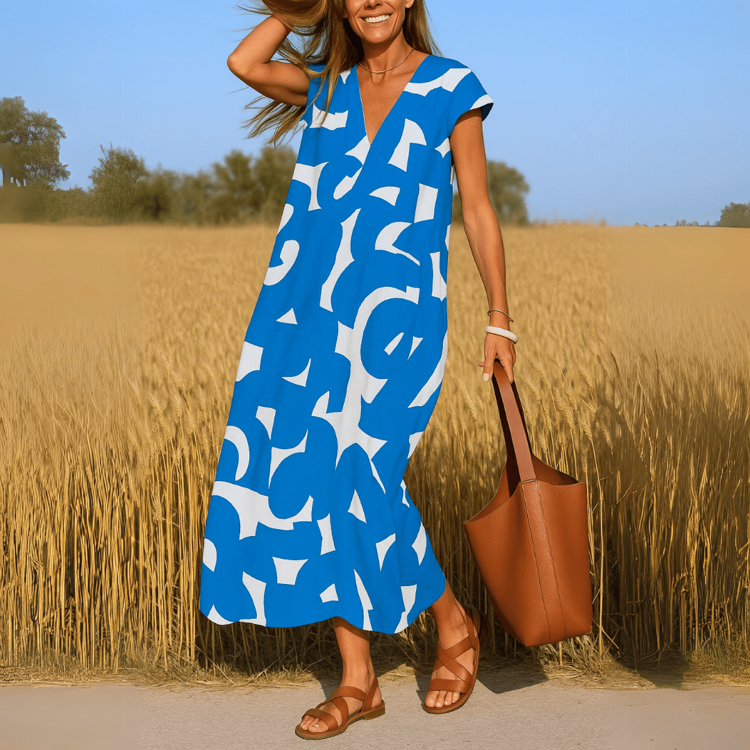Magda™ | Vestido fluido com decote em V - | Benedita Lisboa