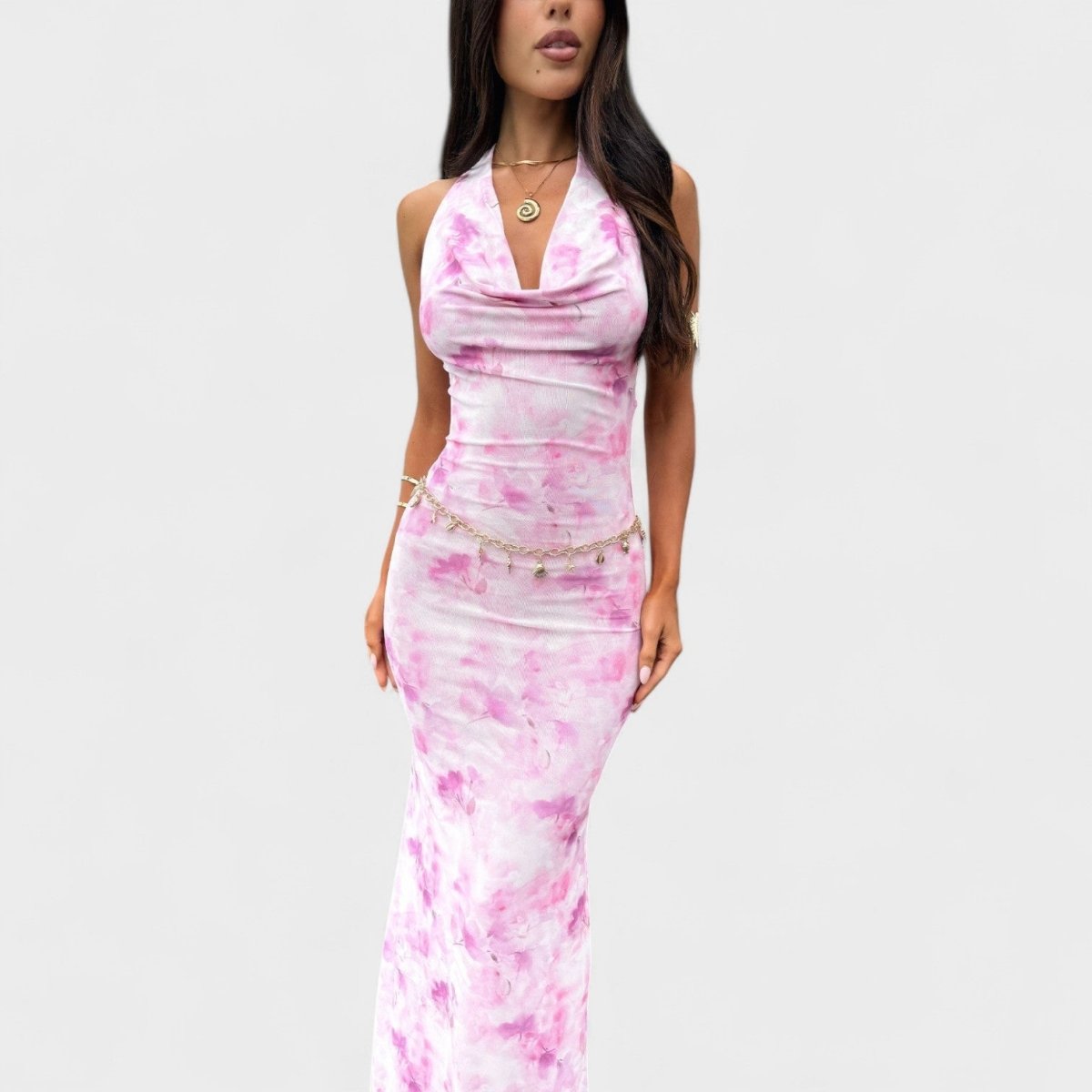 Mara™ | vestido floral cor - de - rosa - | Benedita Lisboa