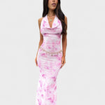 Mara™ | vestido floral cor - de - rosa - | Benedita Lisboa