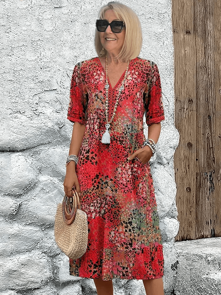 Margarida™ | Vestido Midi Floral Elegante - | Benedita Lisboa