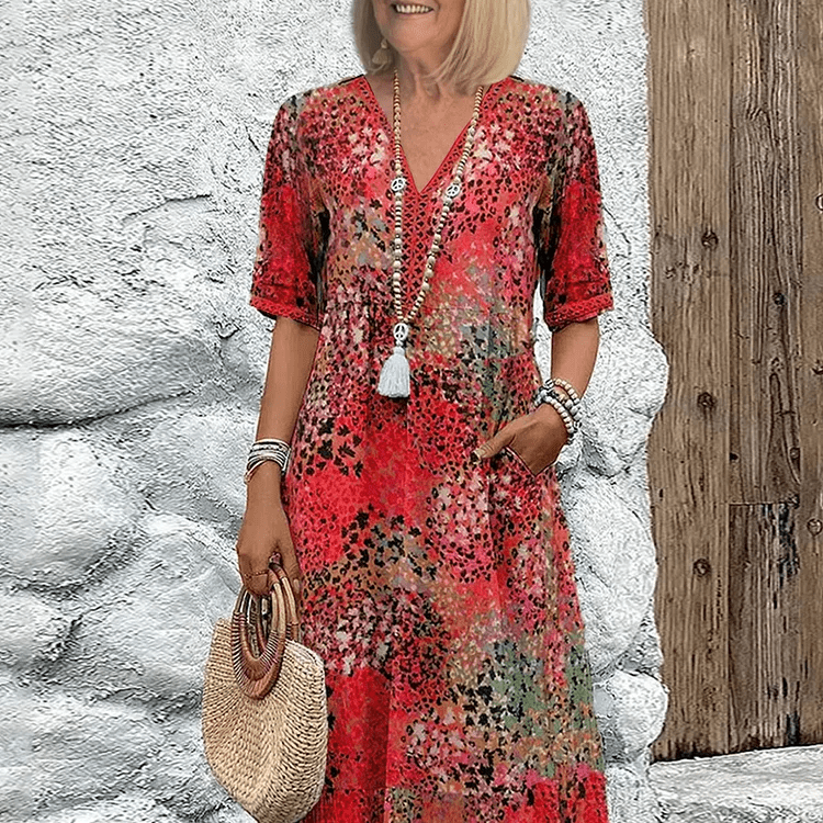 Margarida™ | Vestido Midi Floral Elegante - | Benedita Lisboa